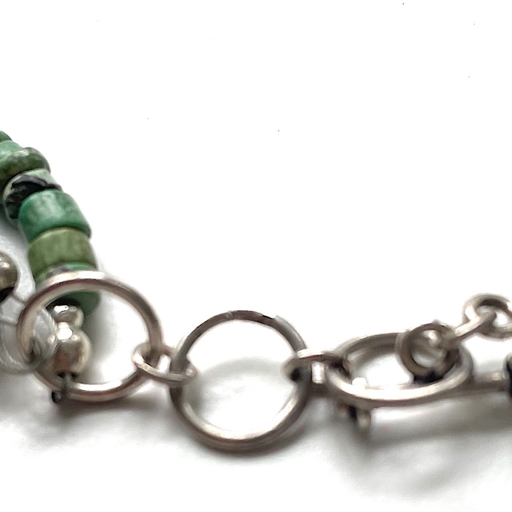 Multi-strand authenticate delicate turquoise silver beaded bracelet toggle clasp - Picture 4 of 4